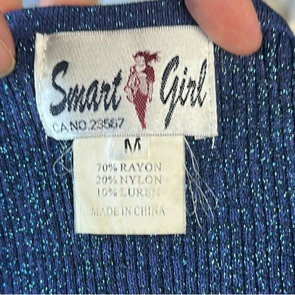 Vintage cobalt blue Sleeveless form fitting rib Knit Top - Picture 6 of 6